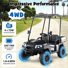 Load image into Gallery viewer, 24V 4WD 2-Seater Kids Golf Cart with Sun Shade, Storage Trunk &amp; Remote Control, LED Lights, Electric Ride on Toy Car for Boys Girls Ages 3+
