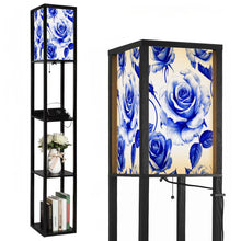 Load image into Gallery viewer, Floor Lamp with Shelves, Modern Dimmable Standing Lamp Floral Corner Display Bookshelf Lamp with 2 USB &amp; 1 Power Outlet for Living Room &amp; Bedroom