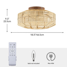 Load image into Gallery viewer, Dextrus 20" Caged Ceiling Fan with Lights and Remote Control, Rustic Farmhouse Flush Mount Design with Reversible DC Motor, 6 Speed Settings