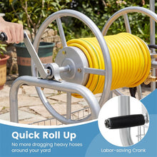 Load image into Gallery viewer, Portable Garden Hose Reel Cart Holds 300FT of 5/8" Large Capacity, Heavy - Duty Metal Hose Cart with 4 Wheels &amp; Storage Basket for Lawn Yard