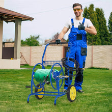Load image into Gallery viewer, Garden Hose Reel Cart Holds 230FT of 5/8" Hose, Heavy - Duty Hose Cart with 2 Wheels &amp; Storage Basket, Portable Water Hose Organizer for Yard