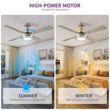 Load image into Gallery viewer, Dextrus 52'' Ceiling Fan with Light and Remote Control, 6 Speeds, 5 Timer Settings, and Dual - Finish Blades (Nickel)