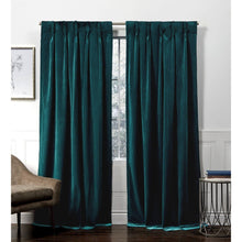 Load image into Gallery viewer, 54"x108" Velvet Back Tab Light Filtering Window Curtain Panels Teal - Exclusive Home