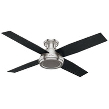 Load image into Gallery viewer, Hunter Dempsey Low Profile Brushed Nickel Ceiling Fan with Handheld Remote, Brushed Nickel