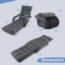 Load image into Gallery viewer, 6 - Position Adjustable Floor Sofa Bed, Folding Lazy Sofa Chaise Lounger Recliner with Armrests &amp; Footrests for Living Room, Bedroom &amp; Gaming