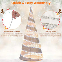 Load image into Gallery viewer, 5 FT Pre - lit Christmas Cone Tree, Artificial Spiral Conic Tree with 300 Warm White &amp; 250 Cold White LED Lights, Xmas Holiday Decor for Home Party