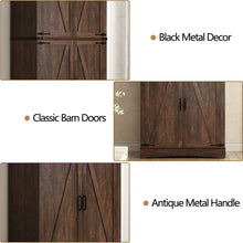 Load image into Gallery viewer, 71" Tall Farmhouse Kitchen Pantry Cabinet, 5 Layers Storage Cabinet with Adjustable Shelves, Farmhouse Pantry Cabinet with 4 Barn Doors