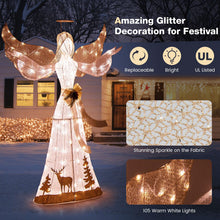 Load image into Gallery viewer, Tangkula 5 FT Lighted Christmas Angel, Outdoor Pre - lit 3D Glittered Angel with 100 Warm White Lights