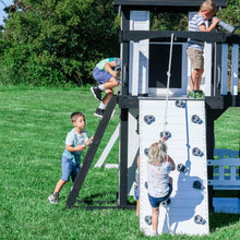 Load image into Gallery viewer, Backyard Discovery Canyon Creek Cedar Wood Swing Set with Wave Slide, Clubhouse, Play Kitchen, Picnic Area, Swings and Rock Wall