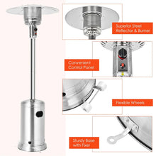 Load image into Gallery viewer, 50,000 BTU Propane Patio Heater, Standing Stainless Steel Outdoor Heater with Wheels, Triple Protection, CSA Certified for Deck &amp; Commercial