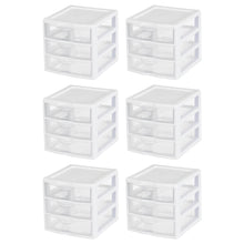 Load image into Gallery viewer, 6 Sterilite 20738006 Small Compact Countertop 3 Drawer Desktop Storage Unit