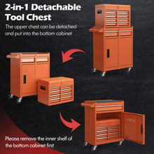 Load image into Gallery viewer, 2 - in - 1 Rolling Tool Chest, 5-Drawer Tool Storage Cabinet with Wheels, Adjustable Shelf, Tool Box Organizer for Garage Warehouse Workshop