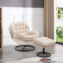 Load image into Gallery viewer, Velvet Swivel Accent Chair with Ottoman, Modern Chaise Lounge Chair with Metal Frame and Footstool, Comfy Armchair Reading Chair