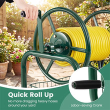 Load image into Gallery viewer, Portable Garden Hose Reel Cart Holds 300FT of 5/8" Large Capacity, Heavy - Duty Metal Hose Cart with 4 Wheels &amp; Storage Basket for Lawn Yard