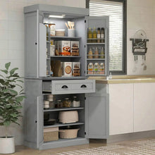 Load image into Gallery viewer, Spaco 17-Tier Kitchen Small Pantry Cabinet with 2 Doors and 6 Adjustable Shelves, Cabinet Pantry, Freestanding 5-Tier Shelving Pantries