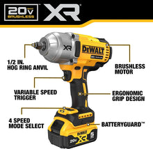 Load image into Gallery viewer, DEWALT 20V MAX XR 1/2" High Torque Impact Wrench with Hog Ring Anvil Kit (DCF900P1)