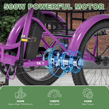 Load image into Gallery viewer, ABORON 3.0 Fat Tire Electric Trike for Senior Foldable E - Bike, 500W Motorized Tricycle Adult 20" Folding 3 Wheel Electric Commute Bike Trike W/48V