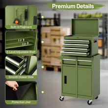 Load image into Gallery viewer, 2 - in - 1 Rolling Tool Chest, 5-Drawer Tool Storage Cabinet with Wheels, Adjustable Shelf, Tool Box Organizer for Garage Warehouse Workshop