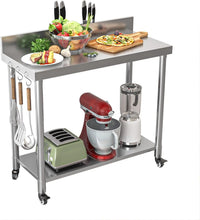 Load image into Gallery viewer, AECOJOY Stainless Steel Table with Backsplash 48"x18" Prep Tables for Commercial Kitchen