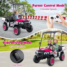 Load image into Gallery viewer, 24V 4WD 2-Seater Kids Golf Cart with Sun Shade, Storage Trunk &amp; Remote Control, LED Lights, Electric Ride on Toy Car for Boys Girls Ages 3+