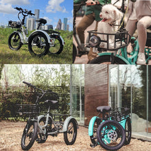 Load image into Gallery viewer, ABORON 3.0 Fat Tire Electric Trike for Senior Foldable E - Bike, 500W Motorized Tricycle Adult 20" Folding 3 Wheel Electric Commute Bike Trike W/48V