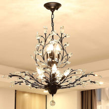 Load image into Gallery viewer, Ganeed Vintage 8 Lights Pendant Light Crystal Chandeliers Adjustable Ceiling Light for Living Room Bedroom Restaurant Porch Hallway - Black