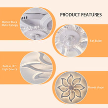 Load image into Gallery viewer, Garwarm Dimmable Ceiling Fan with Light and Remote Control, 27" Small Flush Mounted Ceiling Fan