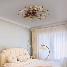Load image into Gallery viewer, Industrial Cage Ceiling Fan - Low - Profile 7 - Blade Fan with Remote &amp; Light - Modern Rustic Cooling for Small Spaces