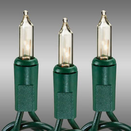 34 ft. - Green Wire - Christmas Mini Light String - (100) Clear Bulbs - 4 in. Bulb Spacing