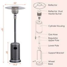 Load image into Gallery viewer, 50,000 BTU Propane Patio Heater, Standing Stainless Steel Outdoor Heater with Wheels, Triple Protection, CSA Certified for Deck &amp; Commercial