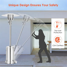 Load image into Gallery viewer, 50,000 BTU Propane Patio Heater, Standing Stainless Steel Outdoor Heater with Wheels, Triple Protection, CSA Certified for Deck &amp; Commercial