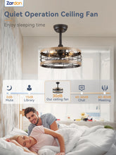 Load image into Gallery viewer, Zardon 52 in Black Ceiling Fan with LED Light and Remote, Downrod 6-Speed and Quiet Reversible DC Motor for Bedroom, Living Room, Indoor