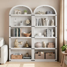 Load image into Gallery viewer, Bookcase 5 Shelf Arched Bookshelf 71.65in Tall Bookcase Farmhouse Display Storage Rack Wooden Bookshelves for Home Office, Living Room(White)