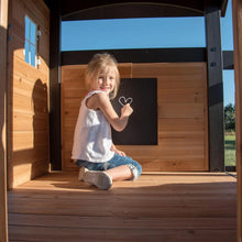 Load image into Gallery viewer, Backyard Discovery Canyon Creek Cedar Wood Swing Set with Wave Slide, Clubhouse, Play Kitchen, Picnic Area, Swings and Rock Wall