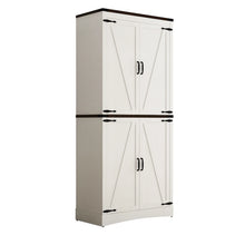 Load image into Gallery viewer, 71" Tall Farmhouse Kitchen Pantry Cabinet, 5 Layers Storage Cabinet with Adjustable Shelves, Farmhouse Pantry Cabinet with 4 Barn Doors