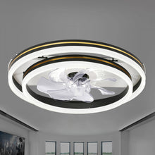 Load image into Gallery viewer, Flero 20 - in Black Color - Changing Integrated LED Indoor Flush Mount Ceiling Fan with Light and Remote (7 - Blade)