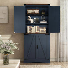 Load image into Gallery viewer, 71" Tall Farmhouse Kitchen Pantry Cabinet, 5 Layers Storage Cabinet with Adjustable Shelves, Farmhouse Pantry Cabinet with 4 Barn Doors
