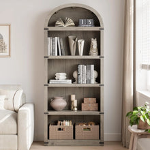 Load image into Gallery viewer, Bookcase 5 Shelf Arched Bookshelf 71.65in Tall Bookcase Farmhouse Display Storage Rack Wooden Bookshelves for Home Office, Living Room(White)