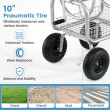 Load image into Gallery viewer, Portable Garden Hose Reel Cart Holds 300FT of 5/8" Large Capacity, Heavy - Duty Metal Hose Cart with 4 Wheels &amp; Storage Basket for Lawn Yard