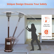 Load image into Gallery viewer, 50,000 BTU Propane Patio Heater, Standing Stainless Steel Outdoor Heater with Wheels, Triple Protection, CSA Certified for Deck &amp; Commercial