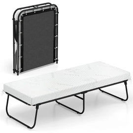 Cot Size Rollaway Guest Bed with Memory Foam Mattress, 75