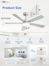 Load image into Gallery viewer, Zardon 52 in Black Ceiling Fan with LED Light and Remote, Downrod 6-Speed and Quiet Reversible DC Motor for Bedroom, Living Room, Indoor