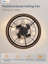 Load image into Gallery viewer, Zardon 52 in Black Ceiling Fan with LED Light and Remote, Downrod 6-Speed and Quiet Reversible DC Motor for Bedroom, Living Room, Indoor