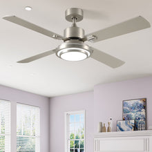 Load image into Gallery viewer, Dextrus 52'' Ceiling Fan with Light and Remote Control, 6 Speeds, 5 Timer Settings, and Dual - Finish Blades (Nickel)