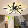 Garwarm Dimmable Ceiling Fan with Light and Remote Control, 27" Small Flush Mounted Ceiling Fan