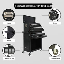 Load image into Gallery viewer, 8 Drawer Large Capacity Rolling Toolbox, Detachable Cabinet Storage Tool Chest with Wheels, Tool Storage Cabinet with Lock for Workshop Garage