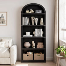 Load image into Gallery viewer, Bookcase 5 Shelf Arched Bookshelf 71.65in Tall Bookcase Farmhouse Display Storage Rack Wooden Bookshelves for Home Office, Living Room(White)