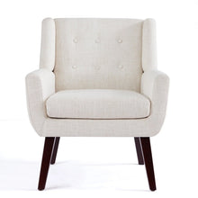 Load image into Gallery viewer, HUIMO Accent Chair, Button Tufted Upholstered Living Room Chairs, Mid Century Modern Comfy Reading Chairs for Bedroom, Living Room, Beige