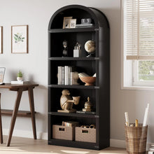 Load image into Gallery viewer, Bookcase 5 Shelf Arched Bookshelf 71.65in Tall Bookcase Farmhouse Display Storage Rack Wooden Bookshelves for Home Office, Living Room(White)