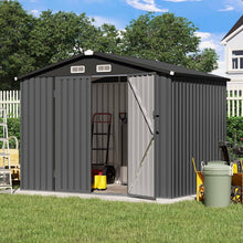 Load image into Gallery viewer, Outdoor Storage Shed, 8'x6' Galvanized Metal Steel Weather Resistant Garden Shed for Bike, Garbage Can, LawnMower, Tool Storage Shed w/Lock, for